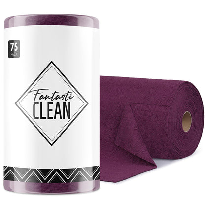 Fantasticlean Microfiber Cleaning Cloth Roll -75 Pack, 12" x 12" (Pink)