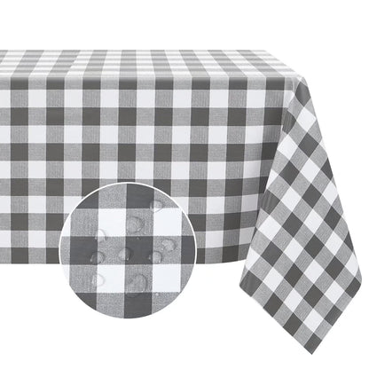 Romanstile Gingham Vinyl Tablecloth, Rectangle 54 x 78, Light Blue