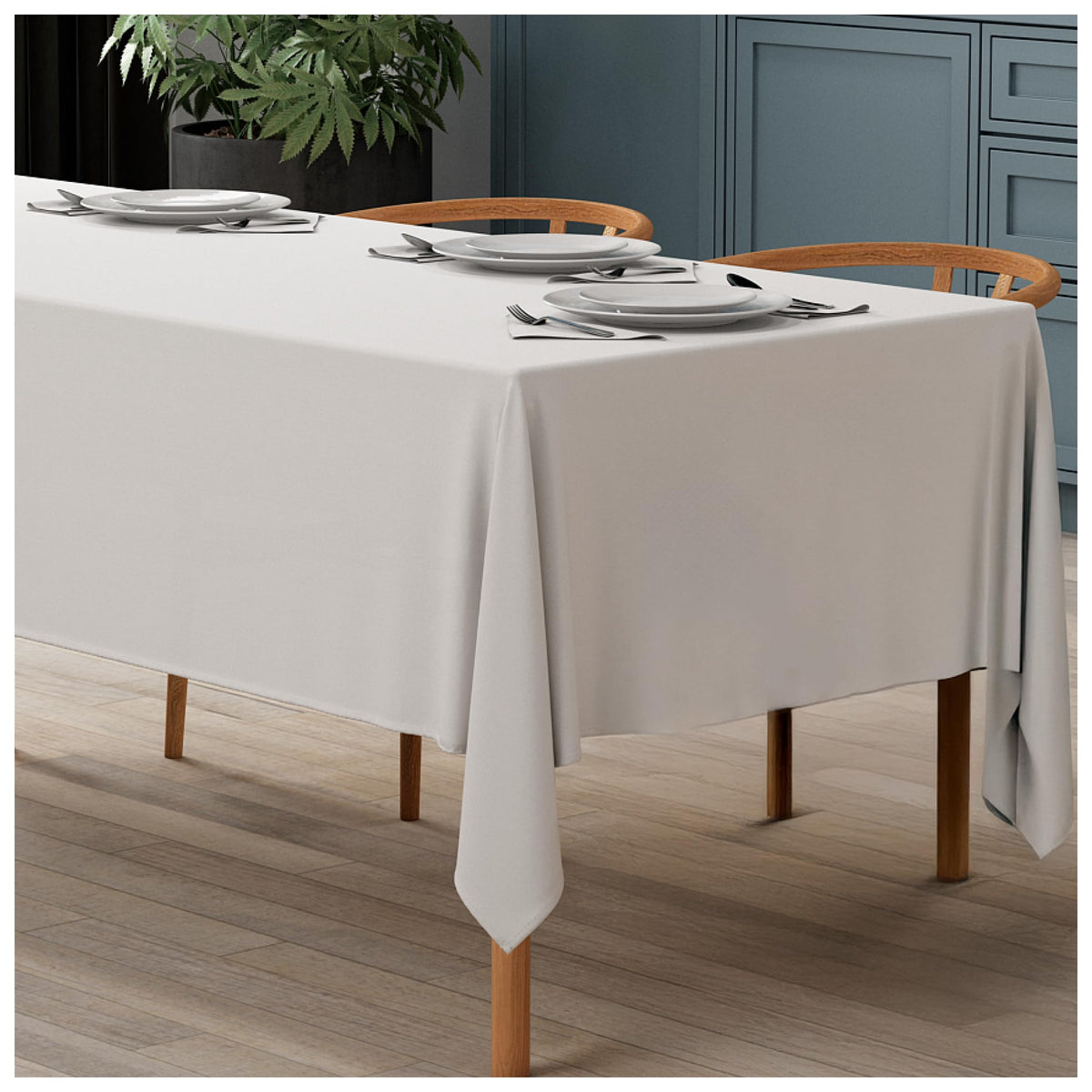 WEALUXE White Table Cloths for 8 Foot Rectangle Tables, 2-Pack, 60x126 inches, Water, Stain and Wrinkle Resistant, 200 GSM Washable Poly Fabric Tablecloths Rectangular, Elegant and Durable
