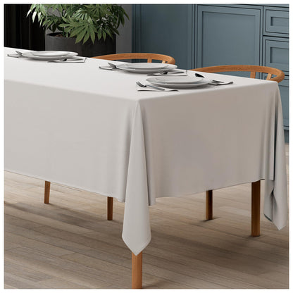 WEALUXE White Table Cloths for 8 Foot Rectangle Tables, 2-Pack, 60x126 inches, Water, Stain and Wrinkle Resistant, 200 GSM Washable Poly Fabric Tablecloths Rectangular, Elegant and Durable