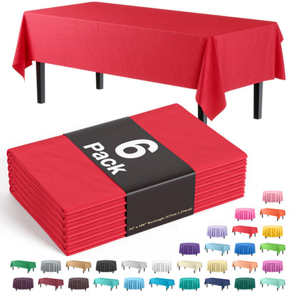 Exquisite Navy Plastic Table Cloth Disposable 6 Pack - 54 x 108 Inch Rectangle Tablecloth for 6 Foot Tables - Waterproof Table Cover for Party Wedding Birthday Graduation BBQ Catering