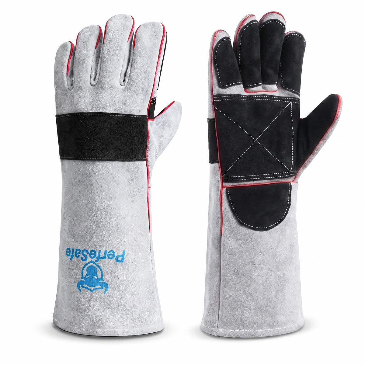 Welding Gloves for Women Heat Fire Resistant Leather 14" L Red