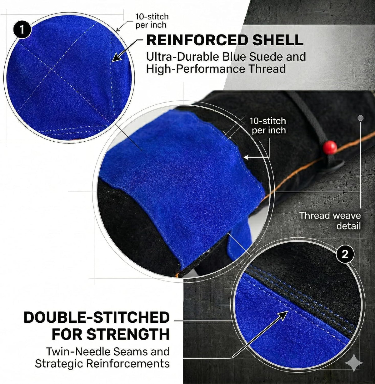 Welding Gloves, 16 Inches Heat Resistant Leather Welding Gloves for Men, Idea for Mig Tig Grill Stick
