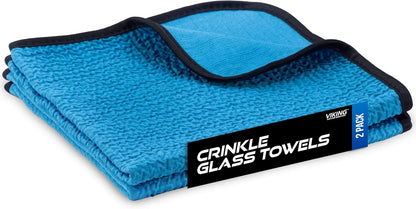 VIKING Glass Microfiber Cleaning Cloth for Car, 16 inch x 16 inch, 2 Pack