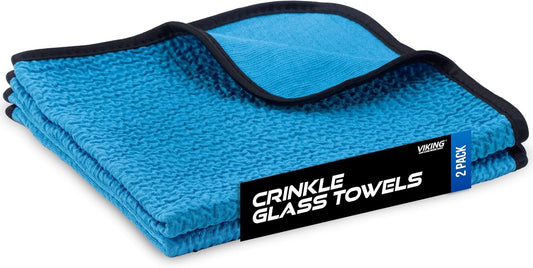VIKING Glass Microfiber Cleaning Cloth for Car, 16 inch x 16 inch, 2 Pack