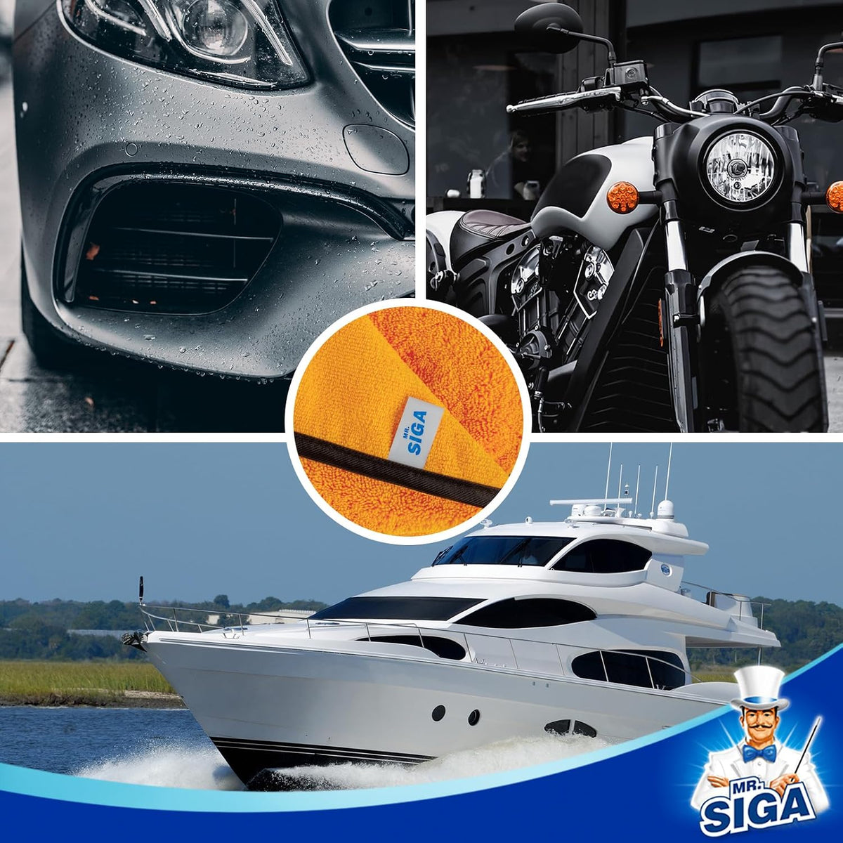 MR.SIGA Professional Microfiber Towels for Cars, Scratch Free, 6 Pack