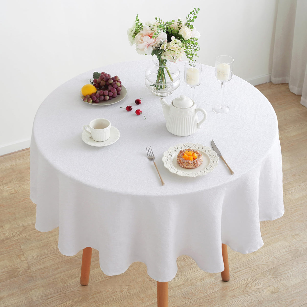 Linen World Linen Tablecloth,100% French Linen Natural Tablecloth 132" x 90" Inch,Washable Rectangular Tablecloth for Dining,Outdoor,Weddings and Restaurants,Decorative Thanksgiving Christmas