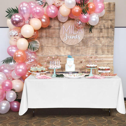 Waterproof Vinyl White Tablecloth With Flannel Backing 2 Pcs 60x120 In