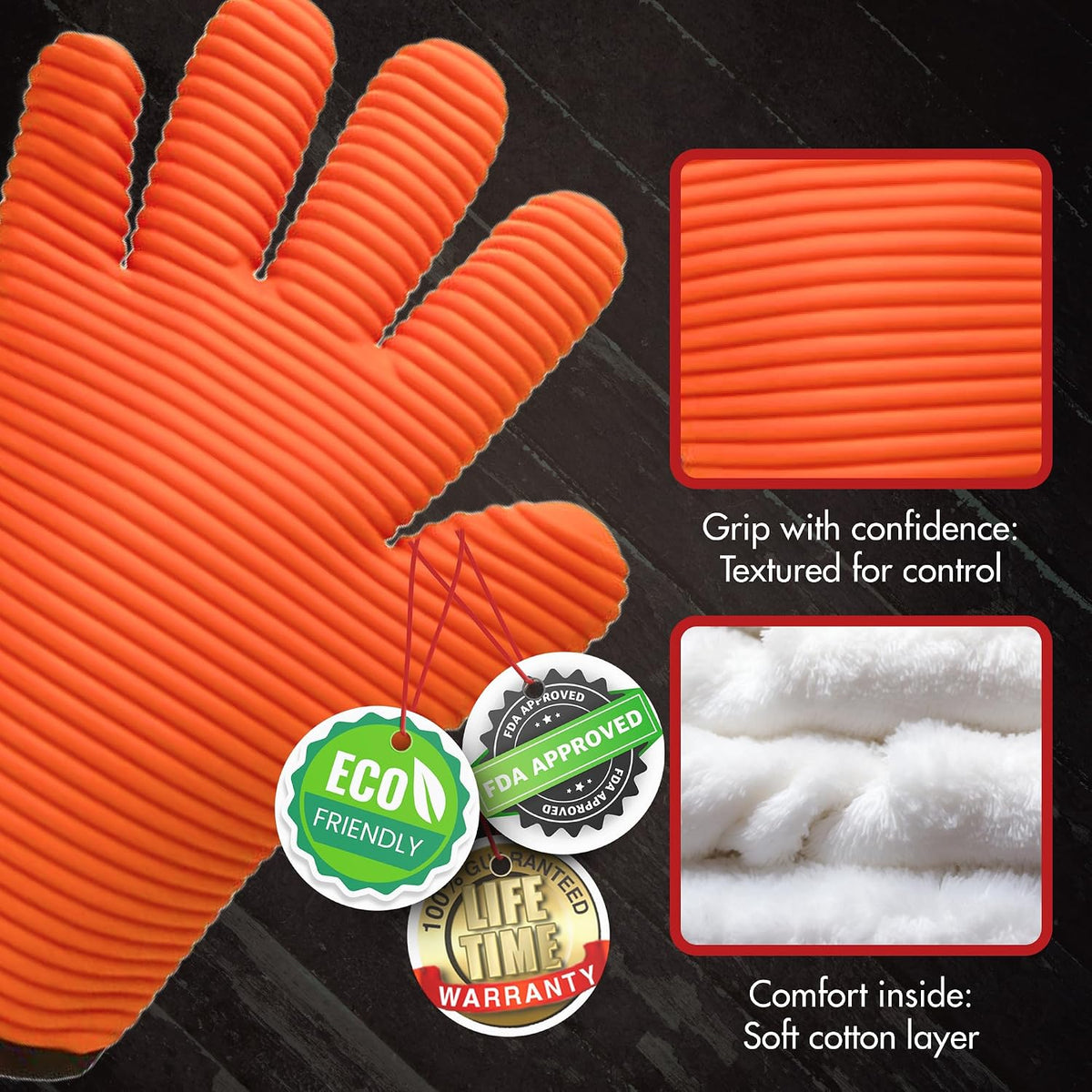 KITCHEN PERFECTION Smoker BBQ Grill Gloves - Heat Resistant Oven Mitts