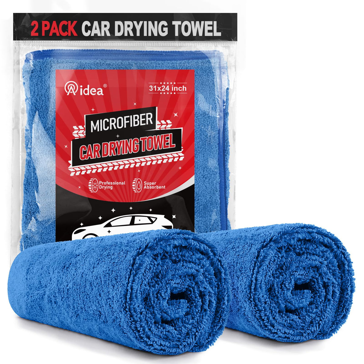 AIDEA Microfiber Cleaning Cloth 24 Pack, Microfiber Towels for Cars, Soft & Absorbent Cleaning Rags, Premium Lint Free Shop Towels for House, Kitchen, Car, 12inx16in
