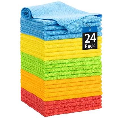 Microfiber Cleaning Cloth, 100 Pack Cleaning Rags Microfiber Towel Bulk Absorbent Lint-Free Wash Cloths, All-Purpose Shop Towels for Cars, Automotive, Garage, Home & Kitchen 11.5"*11.5"