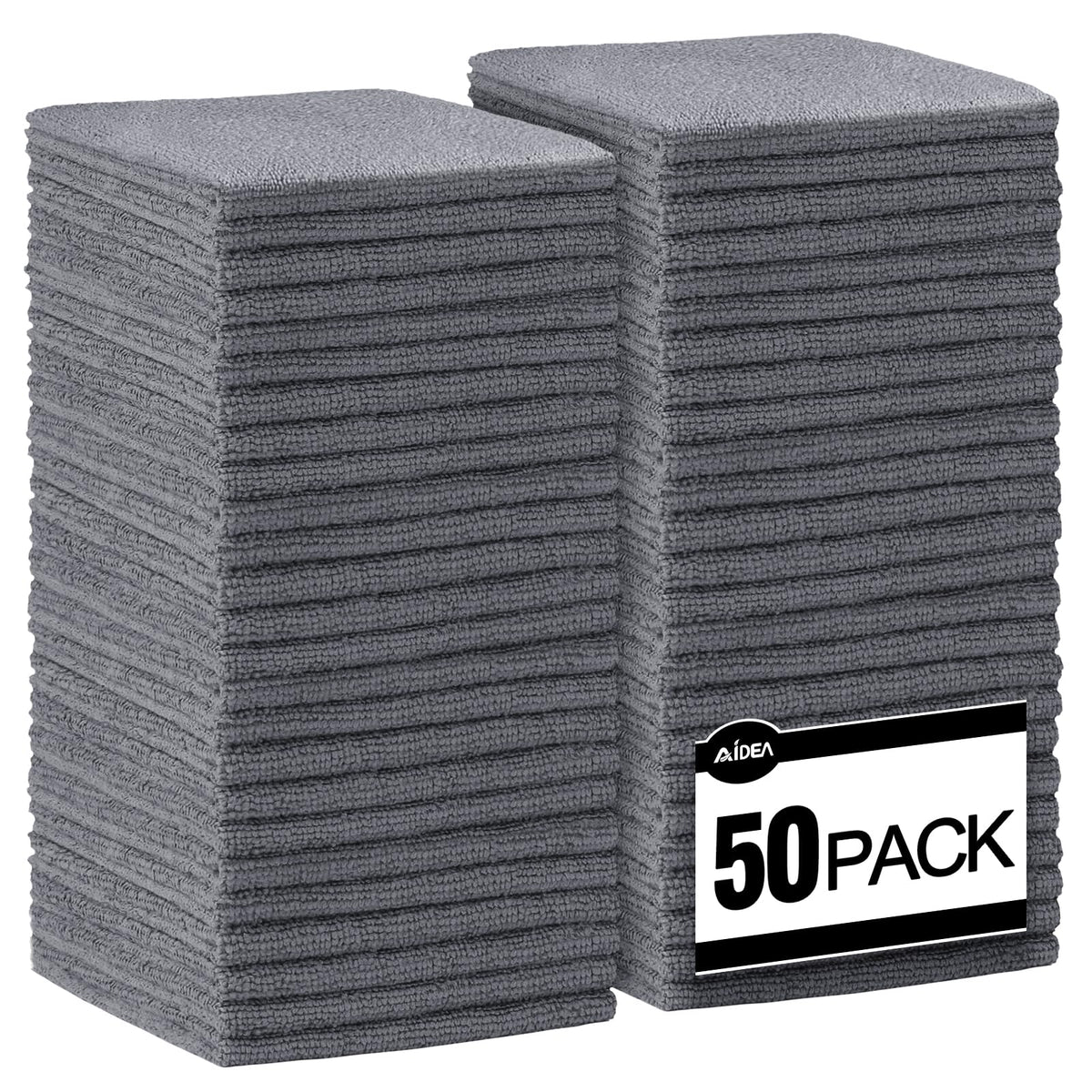 AIDEA Microfiber Cleaning Cloth-50PK, Microfiber Towels for Cars, 12"×12"