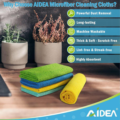 AIDEA Microfiber Cleaning Cloth-50PK, Microfiber Towels for Cars, 12"×12"