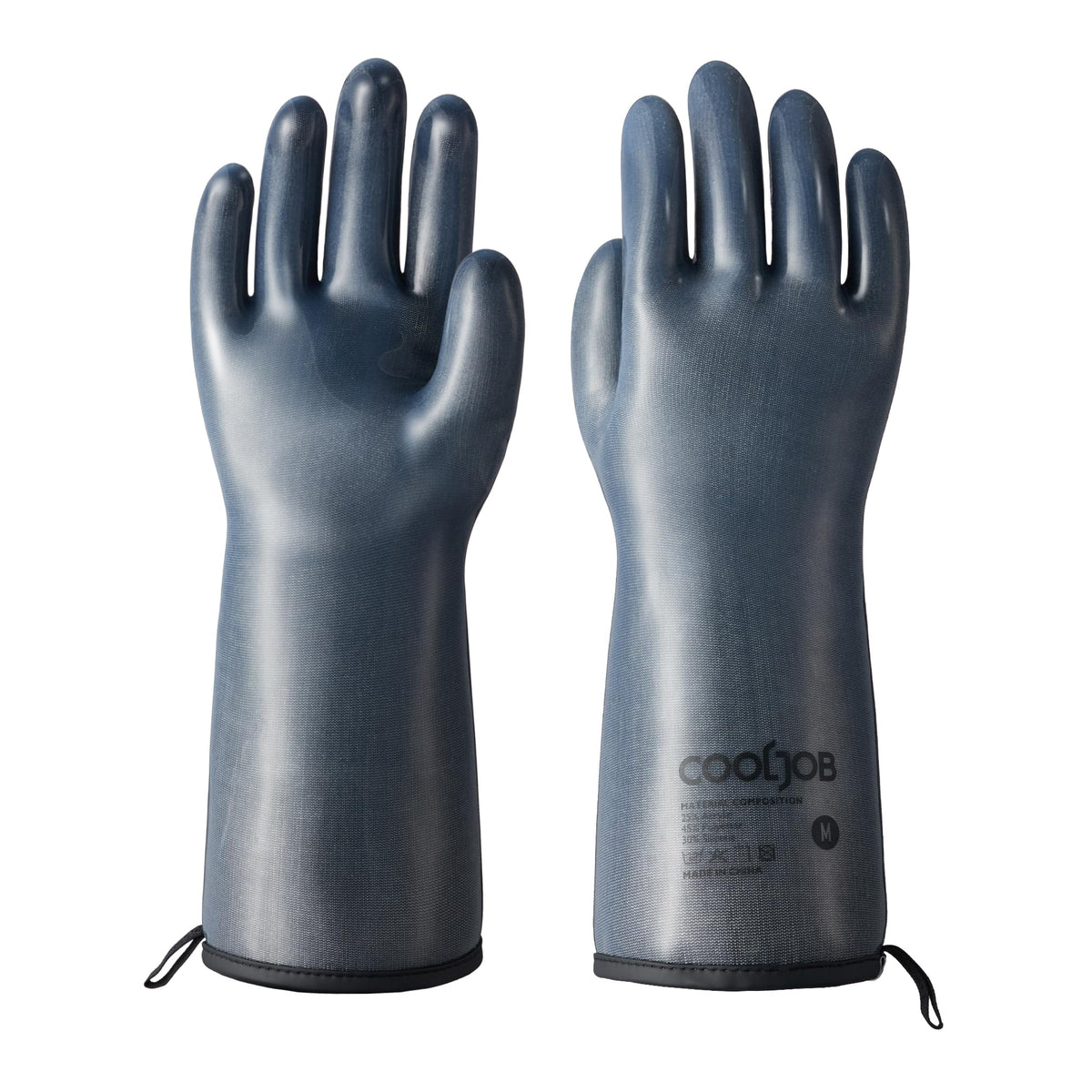 COOLJOB Heat Resistant Oven Gloves, Waterproof BBQ Mitts, Blue, Large