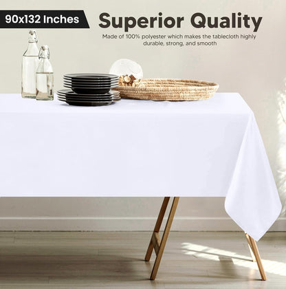 Utopia Kitchen Rectangle Table Cloth 1 Pack [90x132 Inches, White]