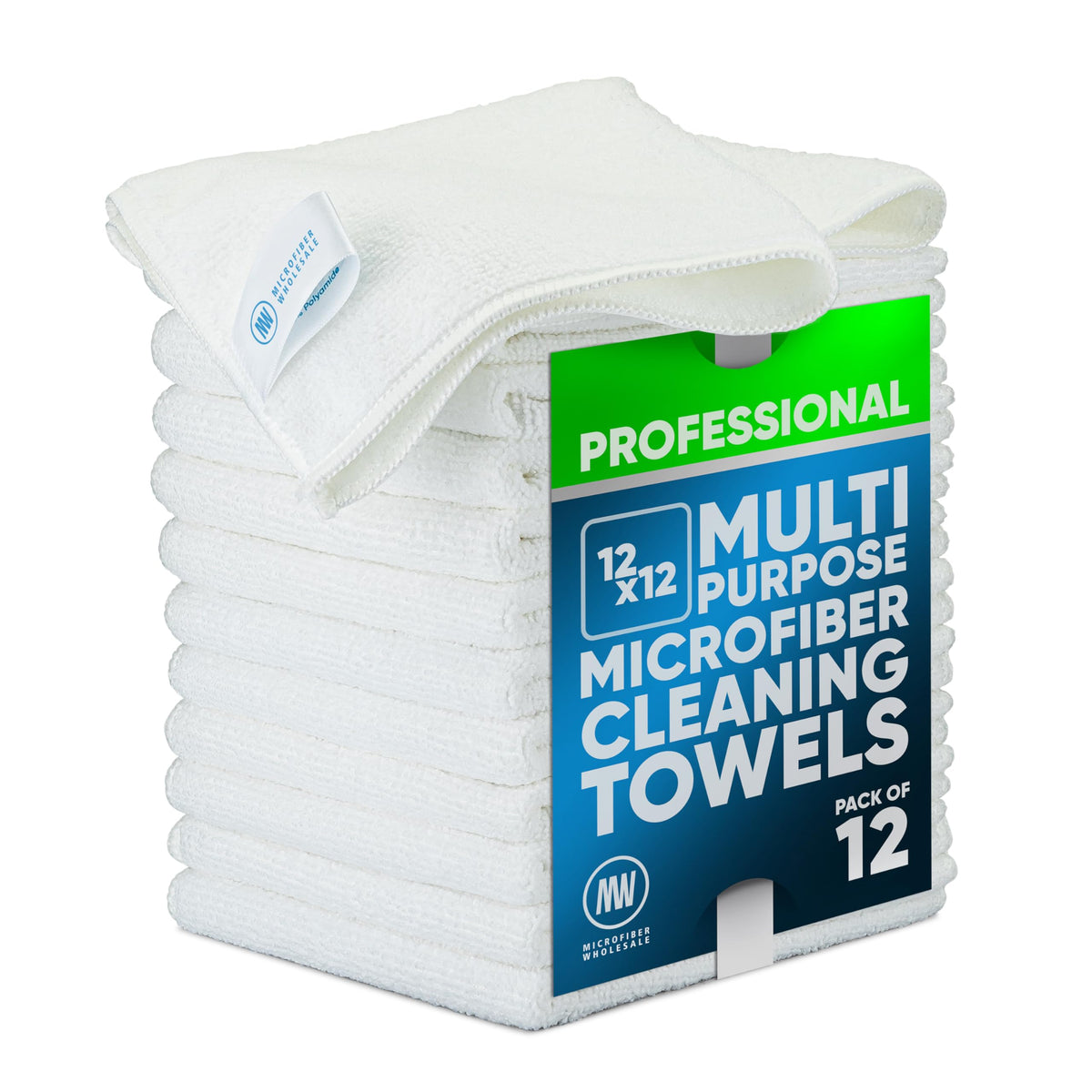 MW PRO Premium Microfiber Cleaning Cloths (12 Pack, 12x12, Grey) - Streak Free Stainless Steel & Glass Towels - Ultra Soft Cleaning Cloths for Screens, Granite & Modern Home - Washable & Reusable