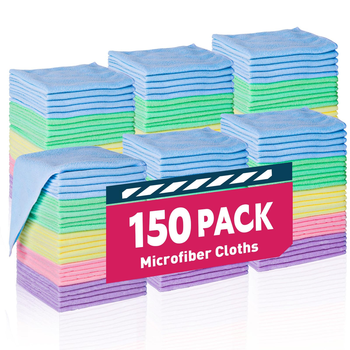 TEAWOO Microfiber Cleaning Cloths-50 Pack, Microfiber Towels Bulk