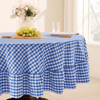 Romanstile Gingham Ruffled Tablecloth Rectangle, 60 x 84 Inch, Sage Green