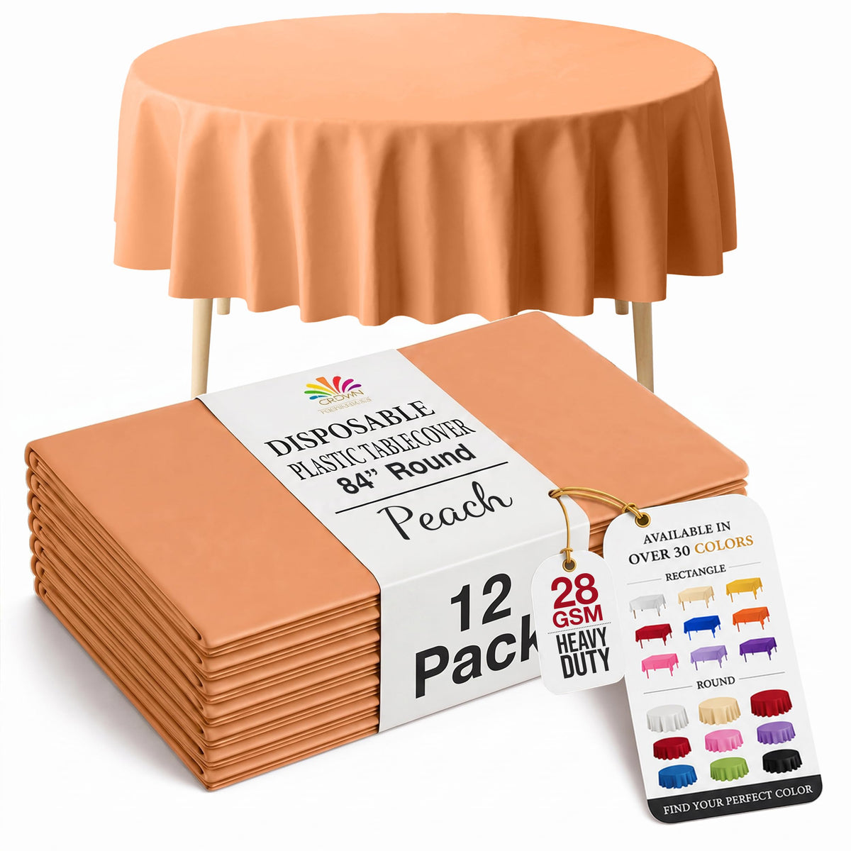 Exquisite Ivory Plastic Table Cloth Disposable 12 Pack, 54 x 108 Inch