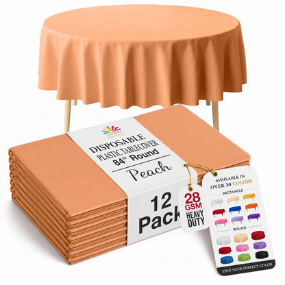 Exquisite Ivory Plastic Table Cloth Disposable 12 Pack, 54 x 108 Inch