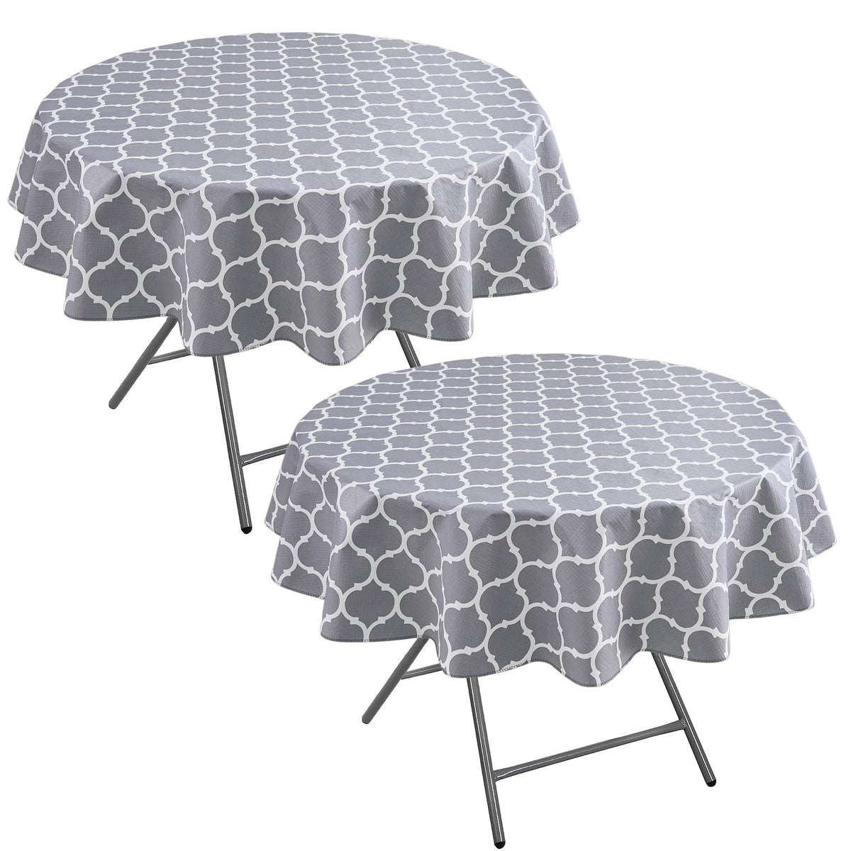Waterproof Vinyl White Tablecloth With Flannel Backing 2 Pcs 60x120 In