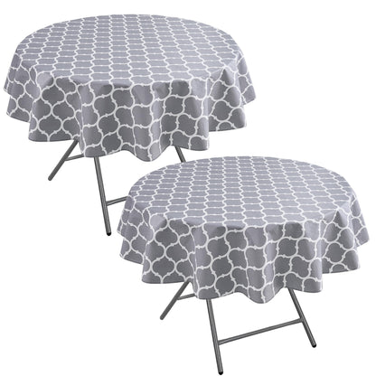 Waterproof Vinyl White Tablecloth With Flannel Backing 2 Pcs 60x120 In