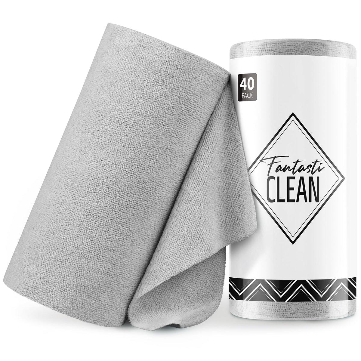 Fantasticlean Microfiber Cleaning Cloth Roll- 40 Sheets, 12" x 12" (White)