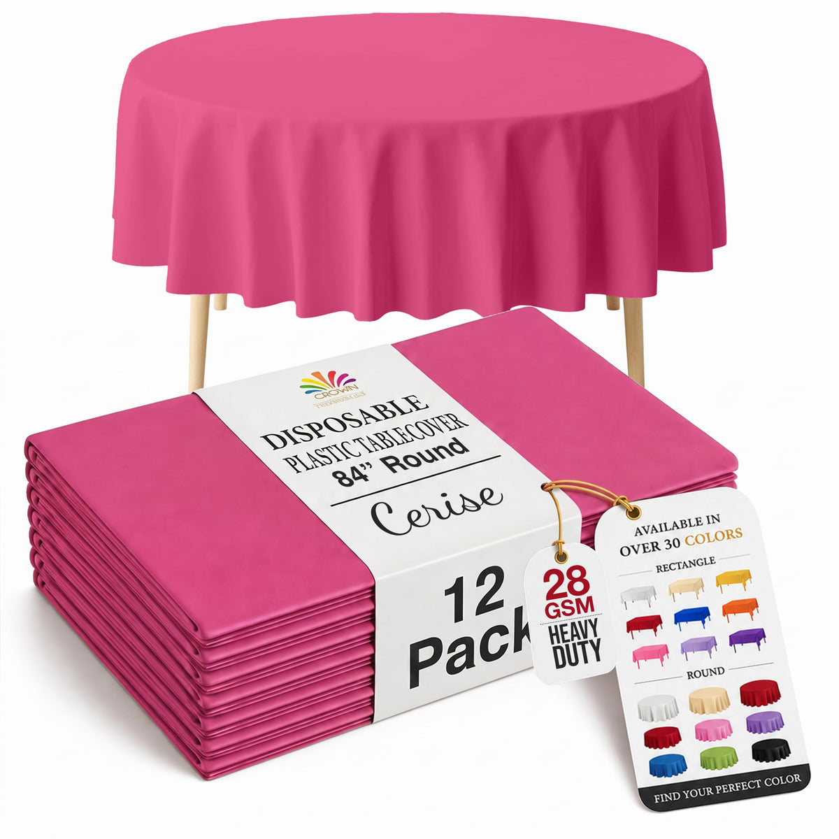 Exquisite Ivory Plastic Table Cloth Disposable 12 Pack, 54 x 108 Inch