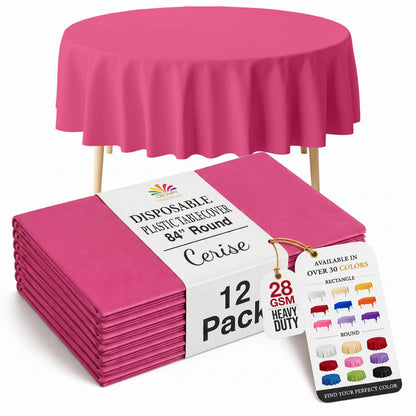 Exquisite Ivory Plastic Table Cloth Disposable 12 Pack, 54 x 108 Inch