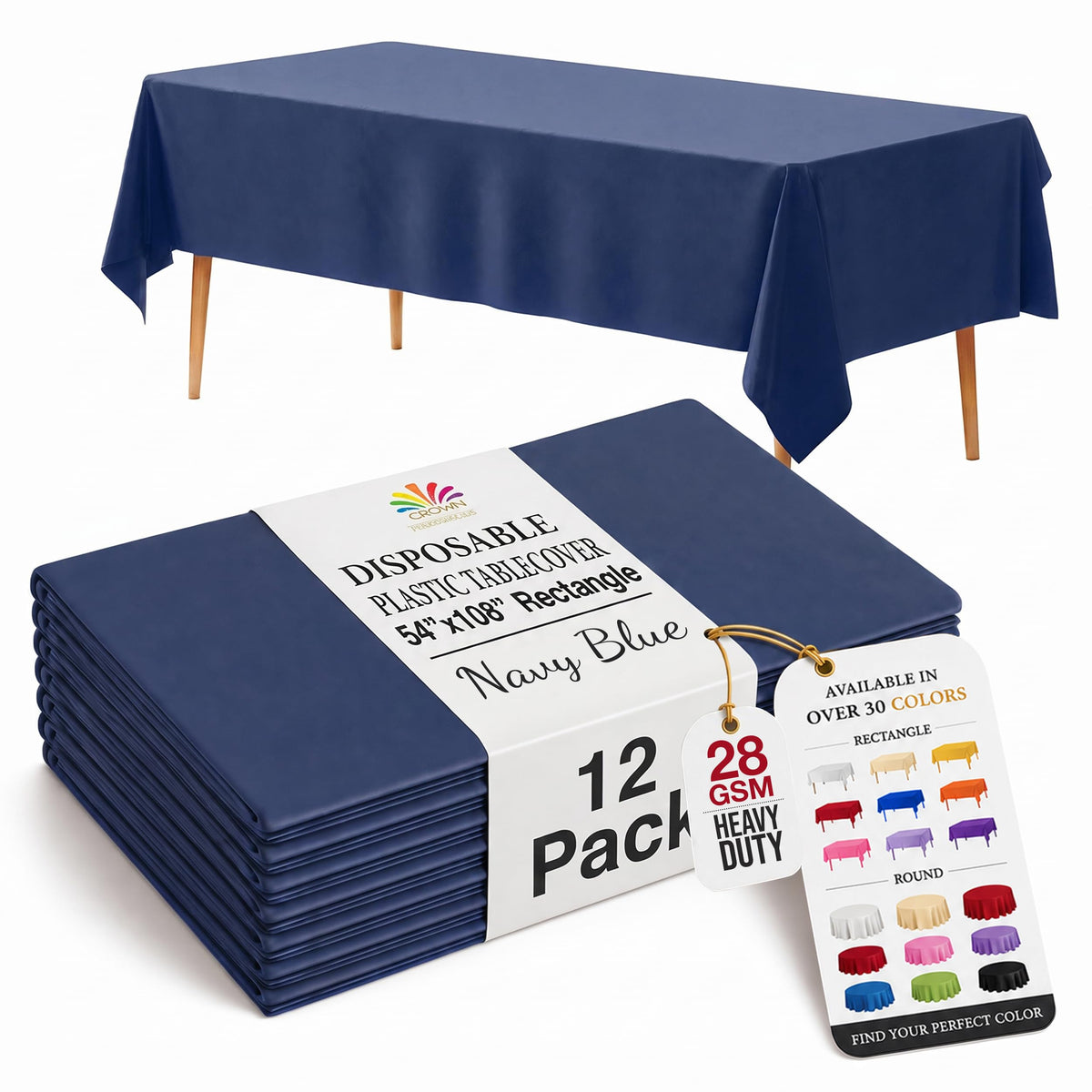 Exquisite Ivory Plastic Table Cloth Disposable 12 Pack, 54 x 108 Inch