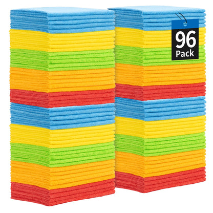 Microfiber Cleaning Cloth, 100 Pack Cleaning Rags Microfiber Towel Bulk Absorbent Lint-Free Wash Cloths, All-Purpose Shop Towels for Cars, Automotive, Garage, Home & Kitchen 11.5"*11.5"