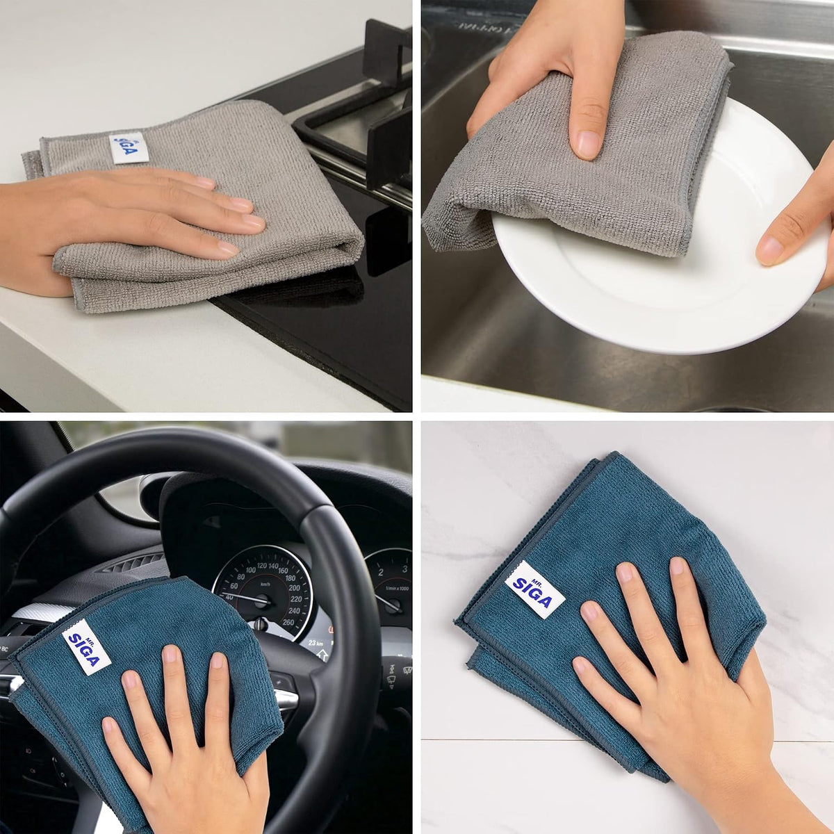 MR.SIGA Microfiber Cleaning Cloths, All Purpose Cleaning Towels, Pack of 6