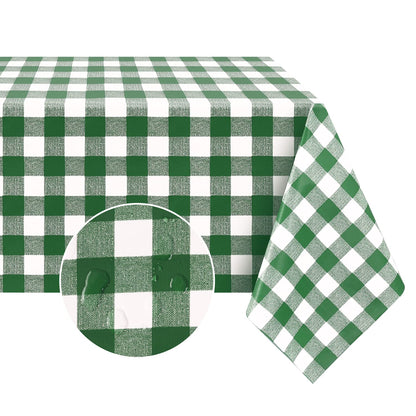 Romanstile Gingham Vinyl Tablecloth, Rectangle 54 x 78, Light Blue