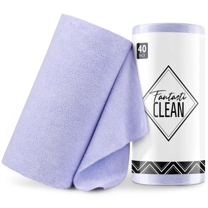 Fantasticlean Microfiber Cleaning Cloth Roll- 40 Sheets, 12" x 12" (White)