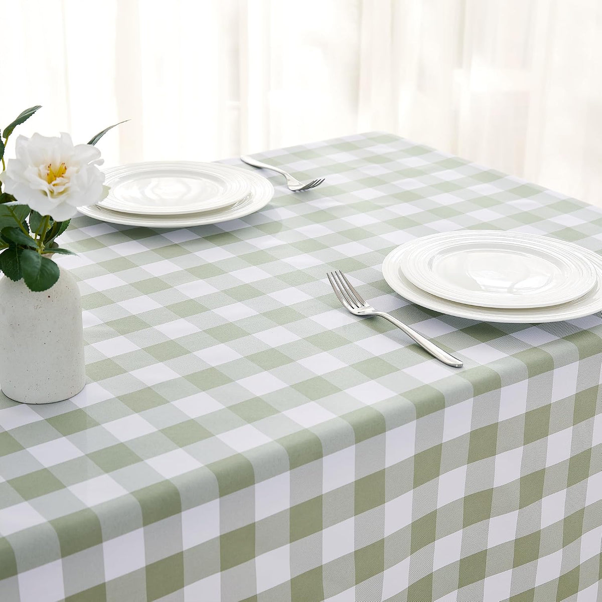 2 Pack Gingham Tablecloth Rectangle Checkered Tablecloth Washable