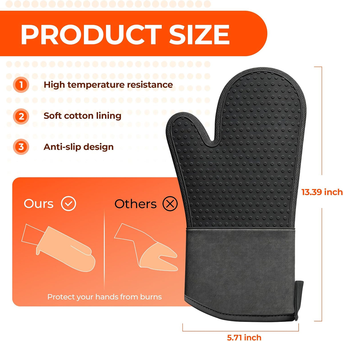 AMISARE 4-Pcs 13.39" Silicone Oven Mitts & Mini Mitts, BBQ Baking Gloves