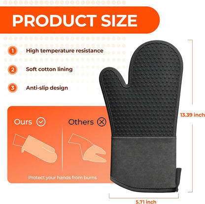 AMISARE 4-Pcs 13.39" Silicone Oven Mitts & Mini Mitts, BBQ Baking Gloves