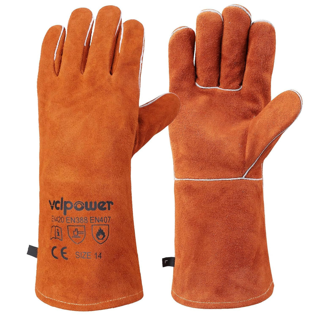 vclpower 14-Inch Welding Gloves,Heat-Resistant up to 662°F for Fire Pit,BBQ