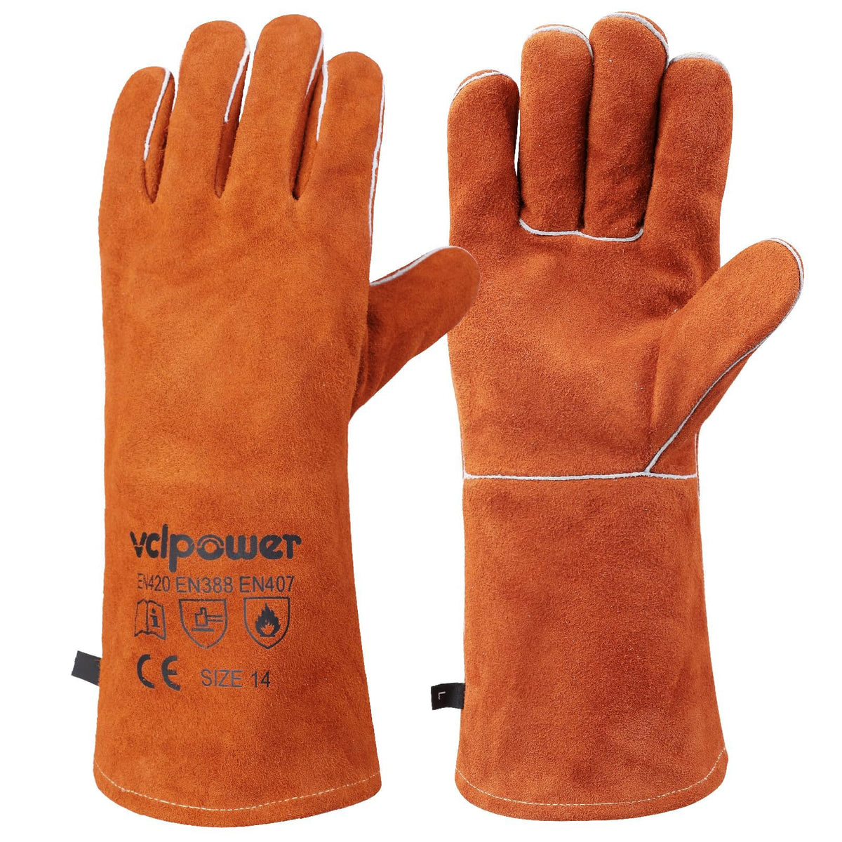 vclpower 14-Inch Welding Gloves,Heat-Resistant up to 662°F for Fire Pit,BBQ