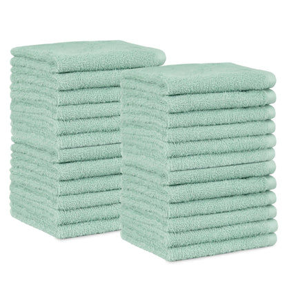Amazon Basics Fast Drying Cotton Washcloths for Bathroom, Machine Washable, Soft and Highly Absorbent, 12 x 12 in, White, 24-Pack