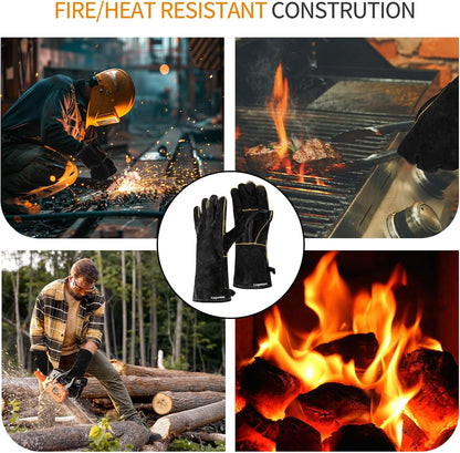MIG Welding Gloves for Men, Fireproof Leather and Stitching