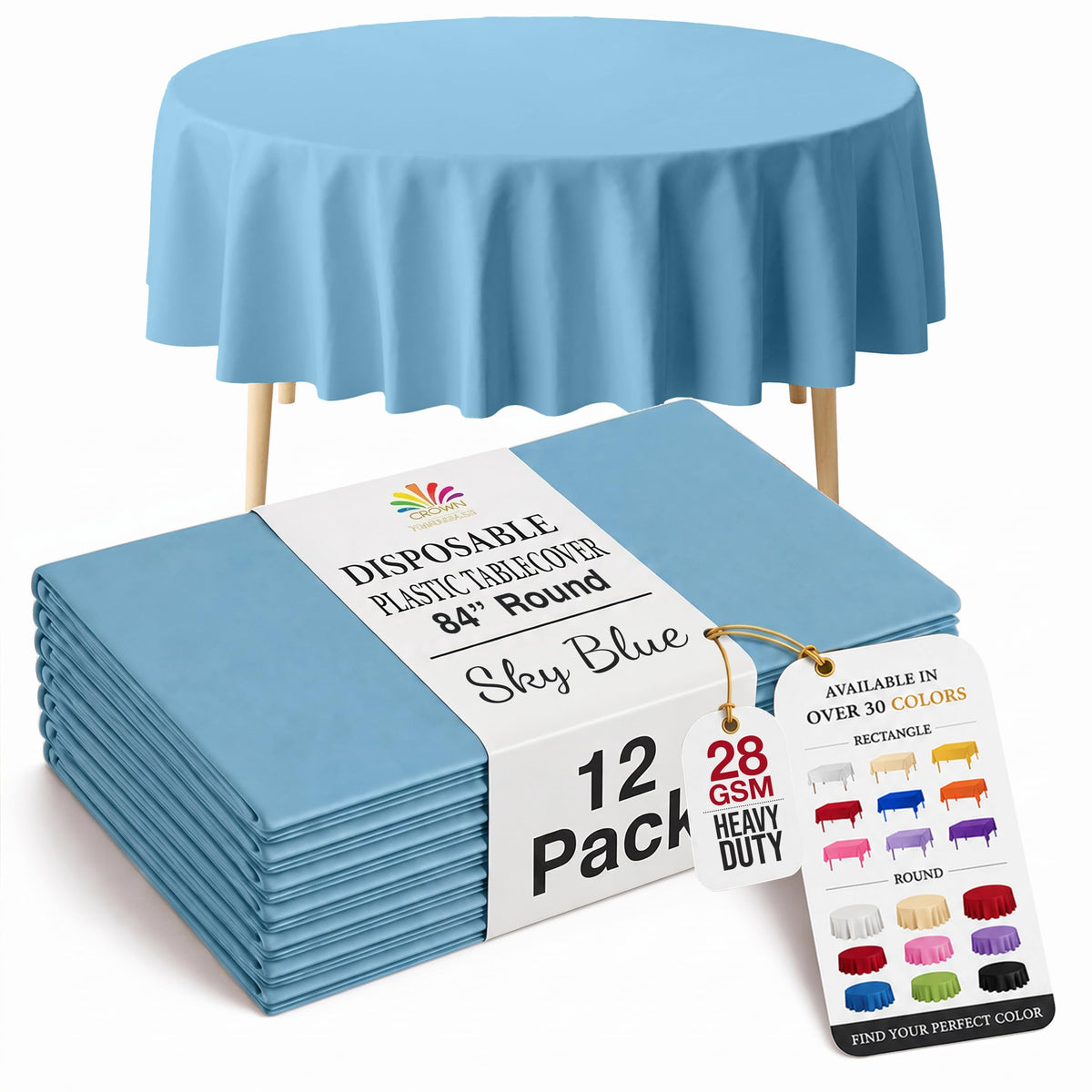 Exquisite Ivory Plastic Table Cloth Disposable 12 Pack, 54 x 108 Inch