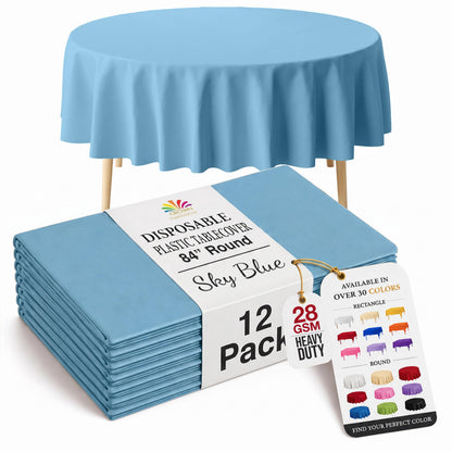 Exquisite Ivory Plastic Table Cloth Disposable 12 Pack, 54 x 108 Inch