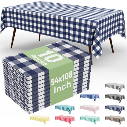 misaya 4 Packs Buffalo Disposable Table Cloth, 54 x 108 Inch Waterproof Plastic Tablecloth, Rectangle Red and White Checkered Table Covers for Picnic, Birthday, Party, Back to School