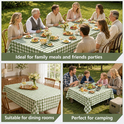 6 Pcs Sage Green Gingham Tablecloths, Checkered Table Covers 54 x 108 Inch