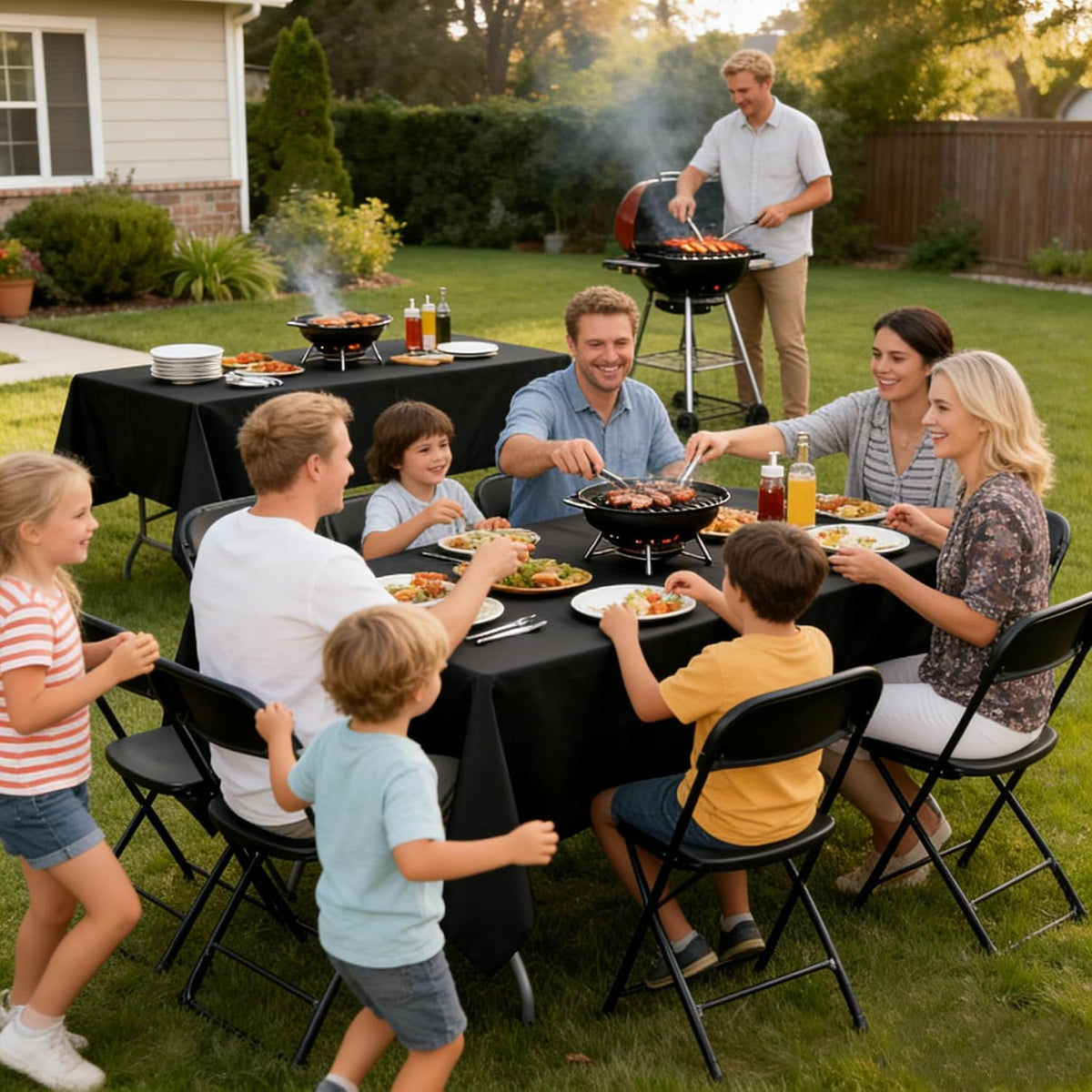 10 Pack Black Tablecloths 60 x 102 Inch for 6 Foot Rectangle Tables