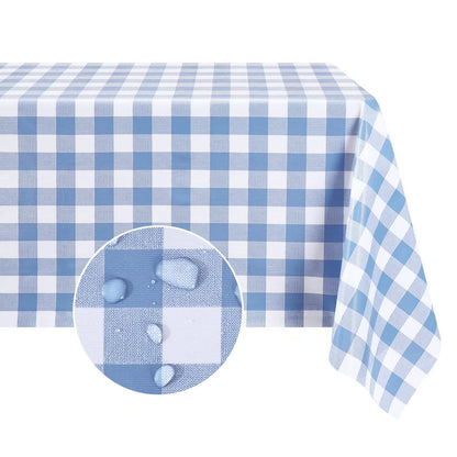Romanstile Gingham Vinyl Tablecloth, Rectangle 54 x 78, Light Blue