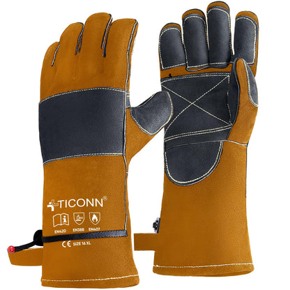 TICONN 16" Leather Welding Gloves for Men, 1000°F Heat Resistant, MIG/TIG