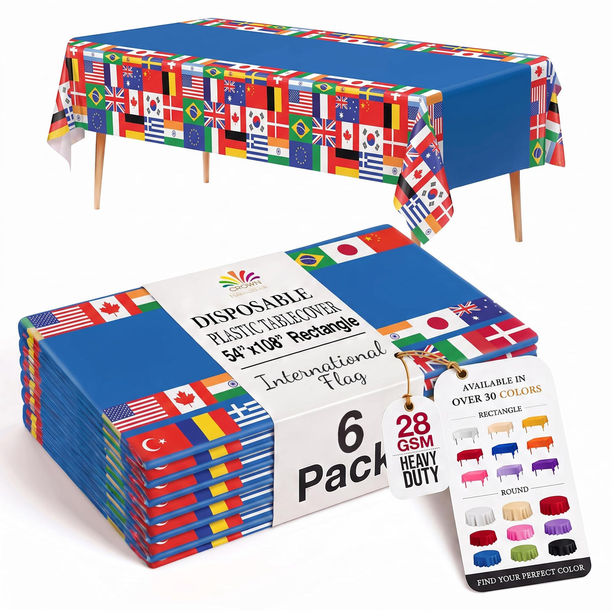 Exquisite Navy Plastic Table Cloth Disposable 6 Pack - 54 x 108 Inch Rectangle Tablecloth for 6 Foot Tables - Waterproof Table Cover for Party Wedding Birthday Graduation BBQ Catering