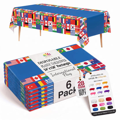Exquisite Navy Plastic Table Cloth Disposable 6 Pack - 54 x 108 Inch Rectangle Tablecloth for 6 Foot Tables - Waterproof Table Cover for Party Wedding Birthday Graduation BBQ Catering